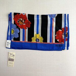 Bill Blass Silk Scarf Floral Stripe NWT